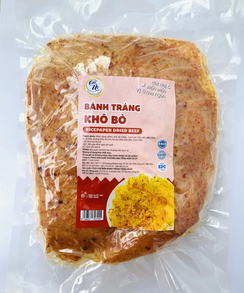 Bánh Tráng Trộn Vuông Khô Bò Cay Cô Út – Đậm Vị, Thơm Ngon